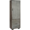 Armoire 1 Porte 3 Tiroirs Bois Gris/Naturel