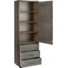 Armoire 1 Porte 3 Tiroirs Bois Gris/Naturel