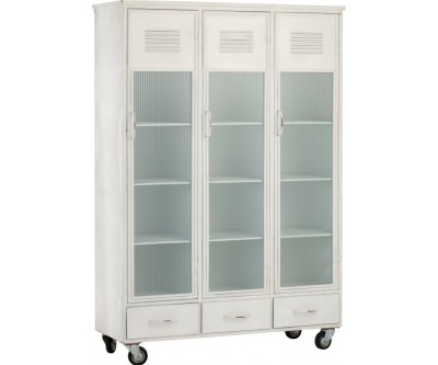 Armoire 3 Portes/3 Tiroirs Metal Blanc