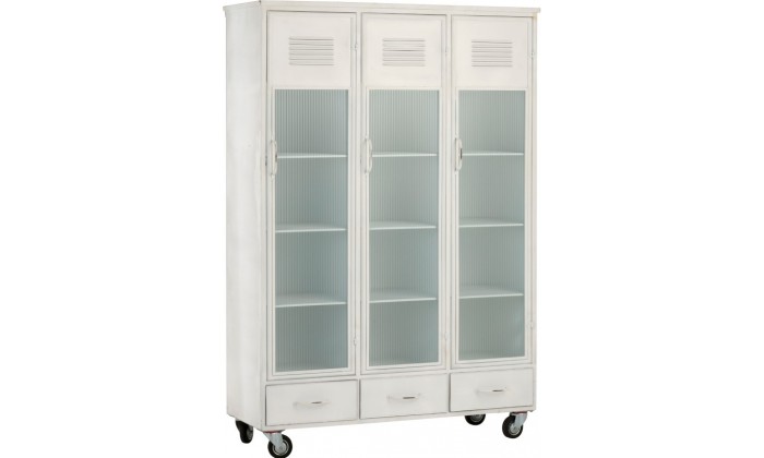 Armoire 3 Portes/3 Tiroirs Metal Blanc