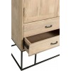 Armoire 3 Portes + 4 Tiroirs Rotin Tisse Bois De Manguier Naturel