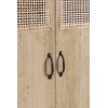 Armoire 3 Portes + 4 Tiroirs Rotin Tisse Bois De Manguier Naturel