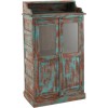 Armoire Basse Orientale Bois De Manguier Azur/Orange