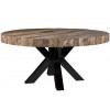 Table de salle à manger rond ultra design en acier noir silver et plateau bois massif CALIMERA-2