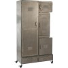 Armoire Roue 2 Tiroirs + 4 Portes Metal Argent