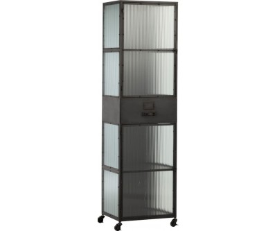 Armoire Haute 2 Portes/1 Tiroir Metal Noir