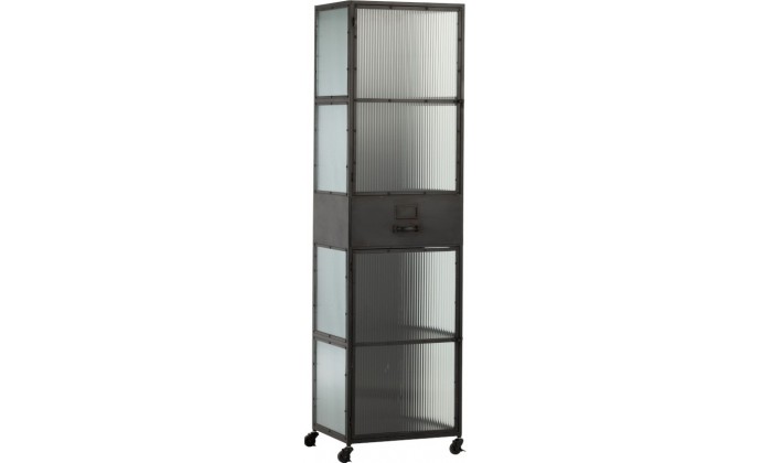 Armoire Haute 2 Portes/1 Tiroir Metal Noir