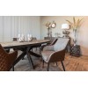 Table de salle à manger oval ultra design en acier noir et plateau bois massif BARONNES