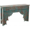 Console Orientale Bois De Manguier Azur/Orange