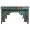 Console Orientale Bois De Manguier Azur/Orange