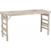 Table Haute Vieillie Bois Recyclé Blanc Délavé