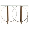 Console Rectangle/Cercle Metal/Verre Or Vieilli