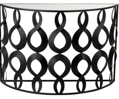 Console Marie 1/2 Lune Metal/Verre Noir