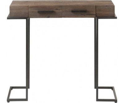 Console 2 Tiroirs Bois/Metal Marron