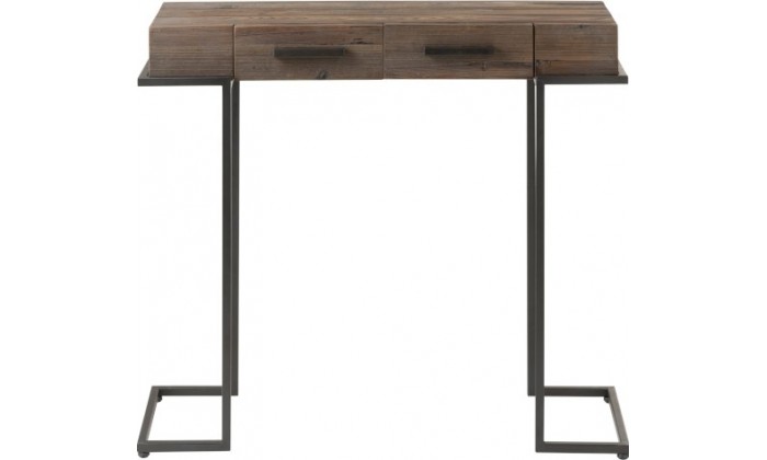 Console 2 Tiroirs Bois/Metal Marron