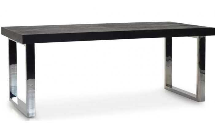 Table à manger argent design en acier silver avec allonge 195(265) Blackbone