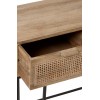 Console 3 Tiroirs Rotin Tisse Bois De Manguier Naturel