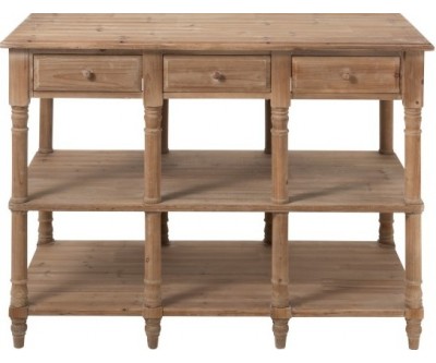 Console 3 Tiroirs Rotin Tisse Bois De Manguier Naturel