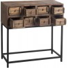 Console 8 Tiroirs Brut Recycle Bois Marron