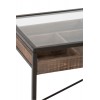 Console Tiroir Compartimente Bois/Metal Marron