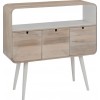 Console 3 Tiroirs Retro Bois Naturel/Blanc 105X35X100Cm