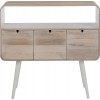 Console 3 Tiroirs Retro Bois Naturel/Blanc 105X35X100Cm