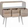 Console 3 Tiroirs Retro Bois Naturel/Blanc 105X35X100Cm