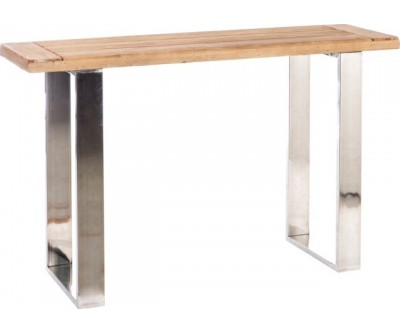 Console Rectangulaire Bois/Metal Naturel/Argent 120X36X76Cm