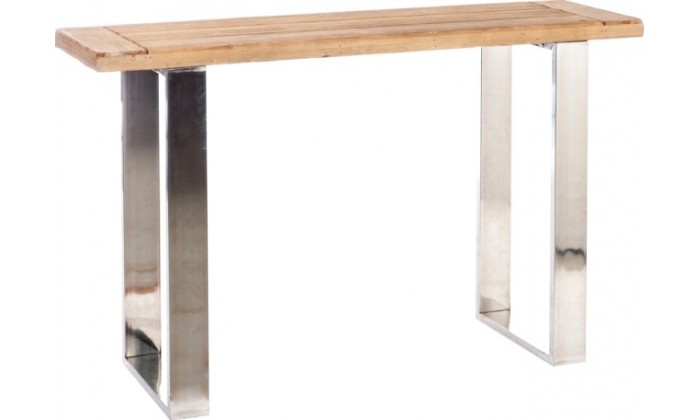 Console Rectangulaire Bois/Metal Naturel/Argent 120X36X76Cm