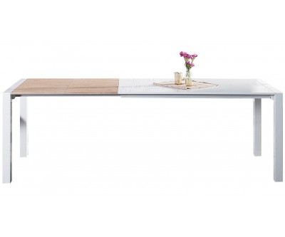 Table à manger X7 135-175-215cm blanc - chêne