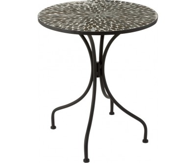 Table Lignes Mosaique Metal/Verre Noir/Vert