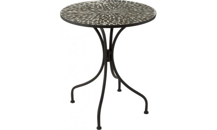 Table Lignes Mosaique Metal/Verre Noir/Vert