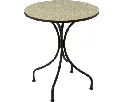 Table Eclat Mosaique Metal/Verre Noir/Jaune Pale