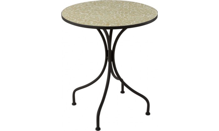 Table Eclat Mosaique Metal/Verre Noir/Jaune Pale