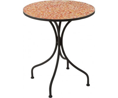 Table Eclat Mosaique Metal/Verre Noir/Orange