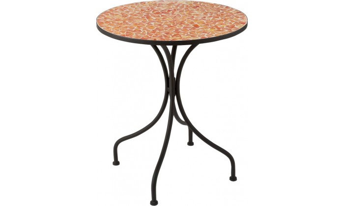 Table Eclat Mosaique Metal/Verre Noir/Orange