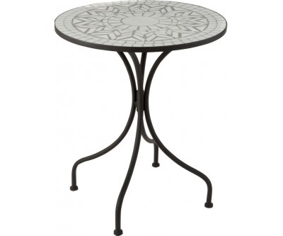 Table Eclat Mosaique Metal/Verre Noir/Orange