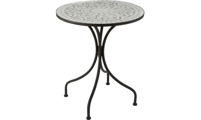 Table Eclat Mosaique Metal/Verre Noir/Orange