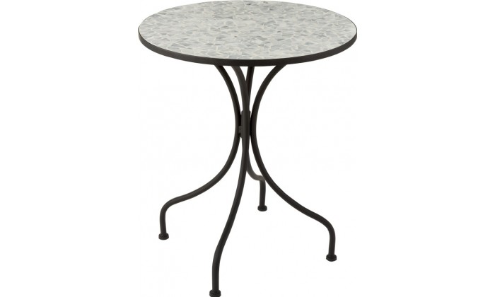 Table Eclat Mosaique Metal/Verre Noir/Bleu Ciel