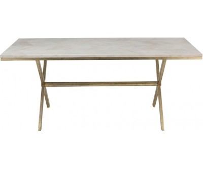 Table A Manger Dyca Bois De Manguier/Metal Blanc/Or