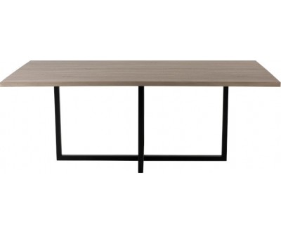Table A Manger Rectangulaire Pied Central Mdf/Metal Naturel/Noir
