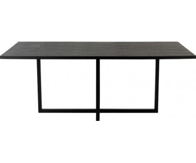 Table A Manger Rectangulaire Pied Central Mdf/Metal Noir