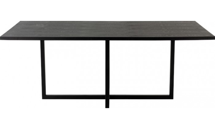 Table A Manger Rectangulaire Pied Central Mdf/Metal Noir