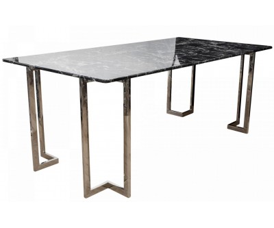 Table de salle à manger ultra design en acier inoxydable gold poli et marbre GEMLO