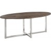 Table A Manger Ovale Bois/Inox Marron 200X100X76Cm