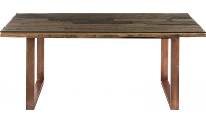 Table A Manger Moderne Metal/Bois/Verre Cuivre/Naturel