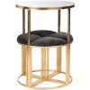 Table + 4 Chaises Metal/Textile Or/Noir