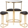 Table + 4 Chaises Metal/Textile Or/Noir