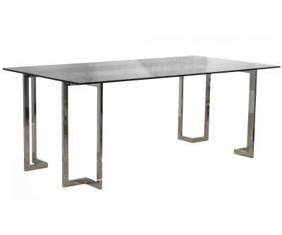 Table de salle à manger ultra design en verre transparent en acier inoxydable silver poli GEMLO-2