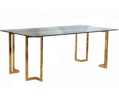 Table de salle à manger ultra design en verre transparent en acier inoxydable gold GEMLO-3